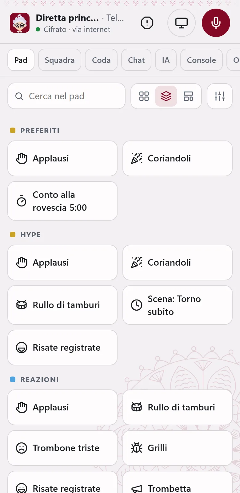Il pad sul telefono, per gruppi.
