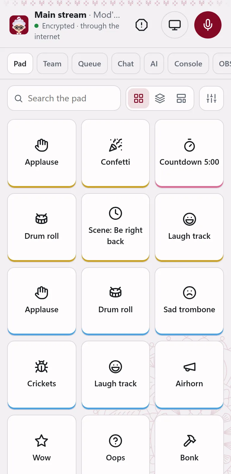 The same pad on a helper's phone.