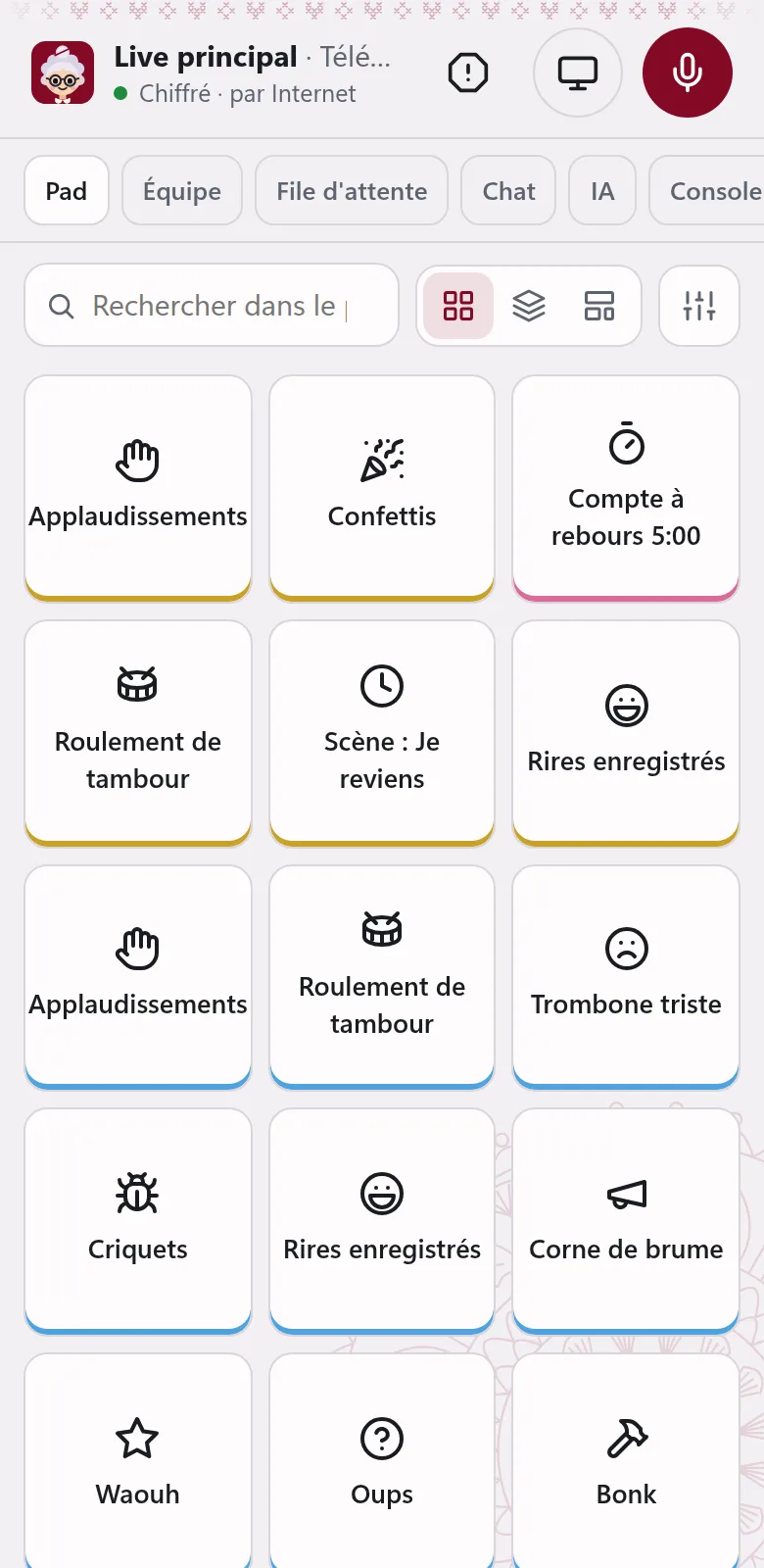 Le même pad sur le téléphone de qui aide.