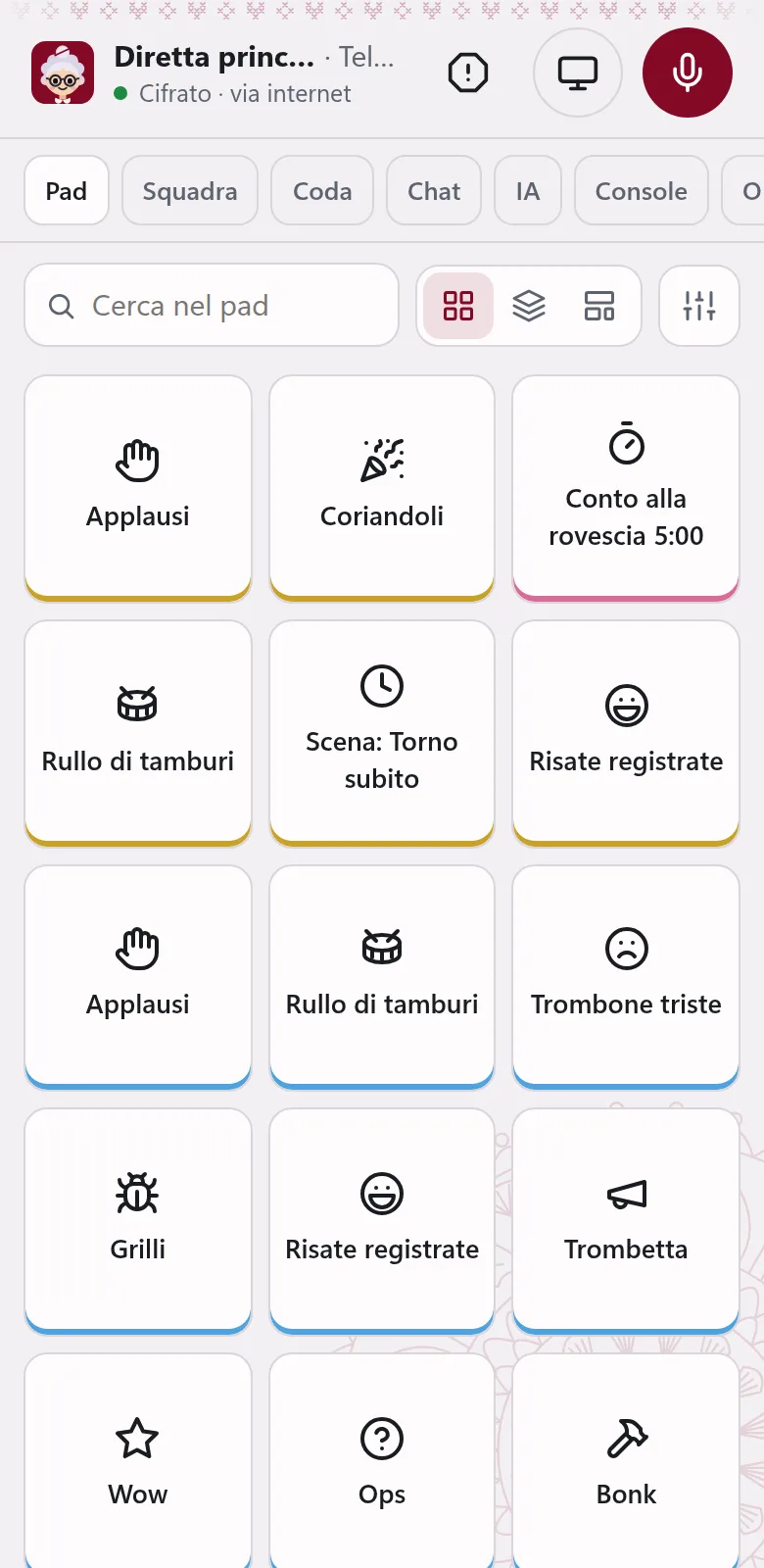 Lo stesso pad sul telefono di chi aiuta.