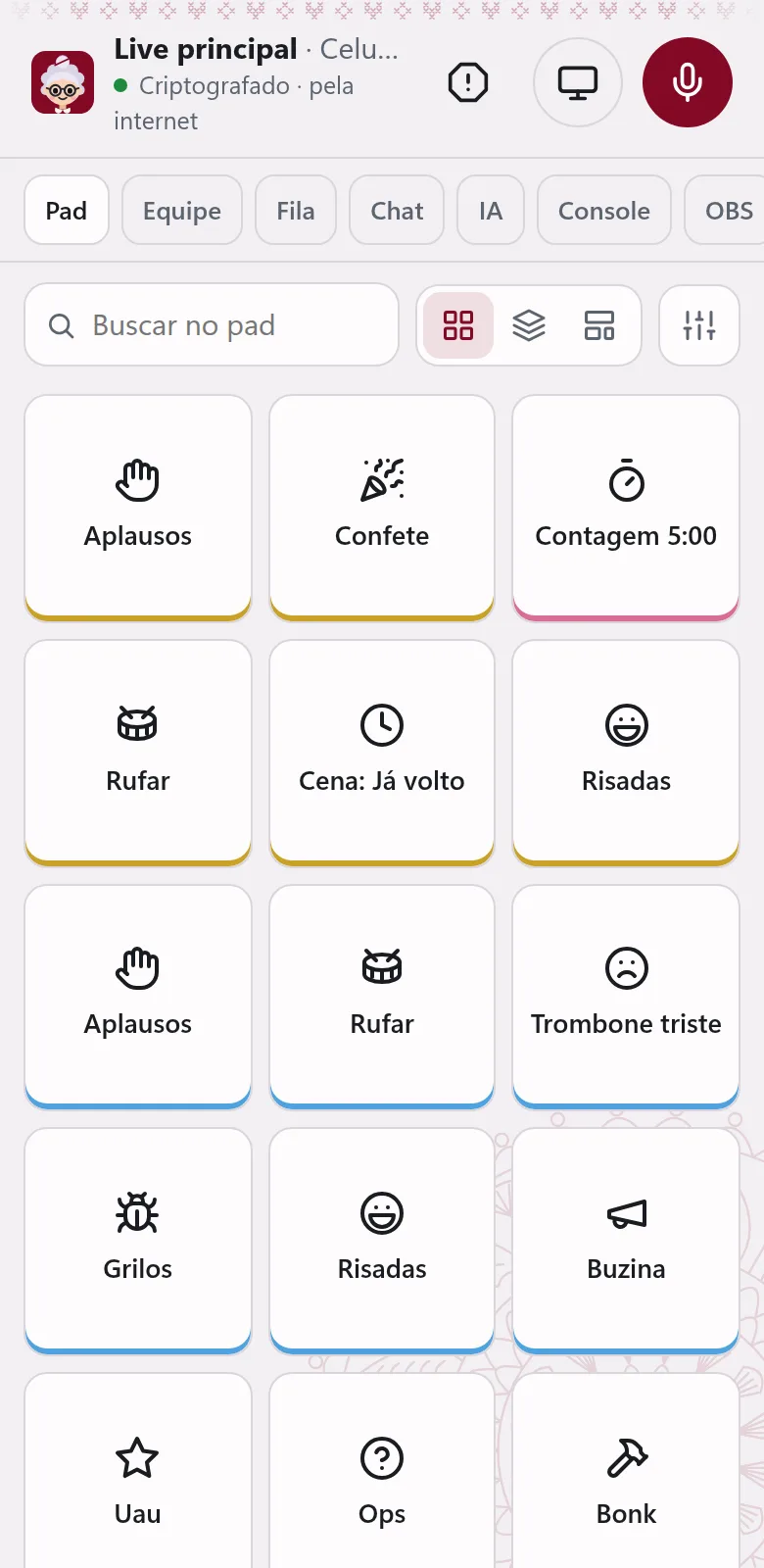 O mesmo pad no celular de quem ajuda.